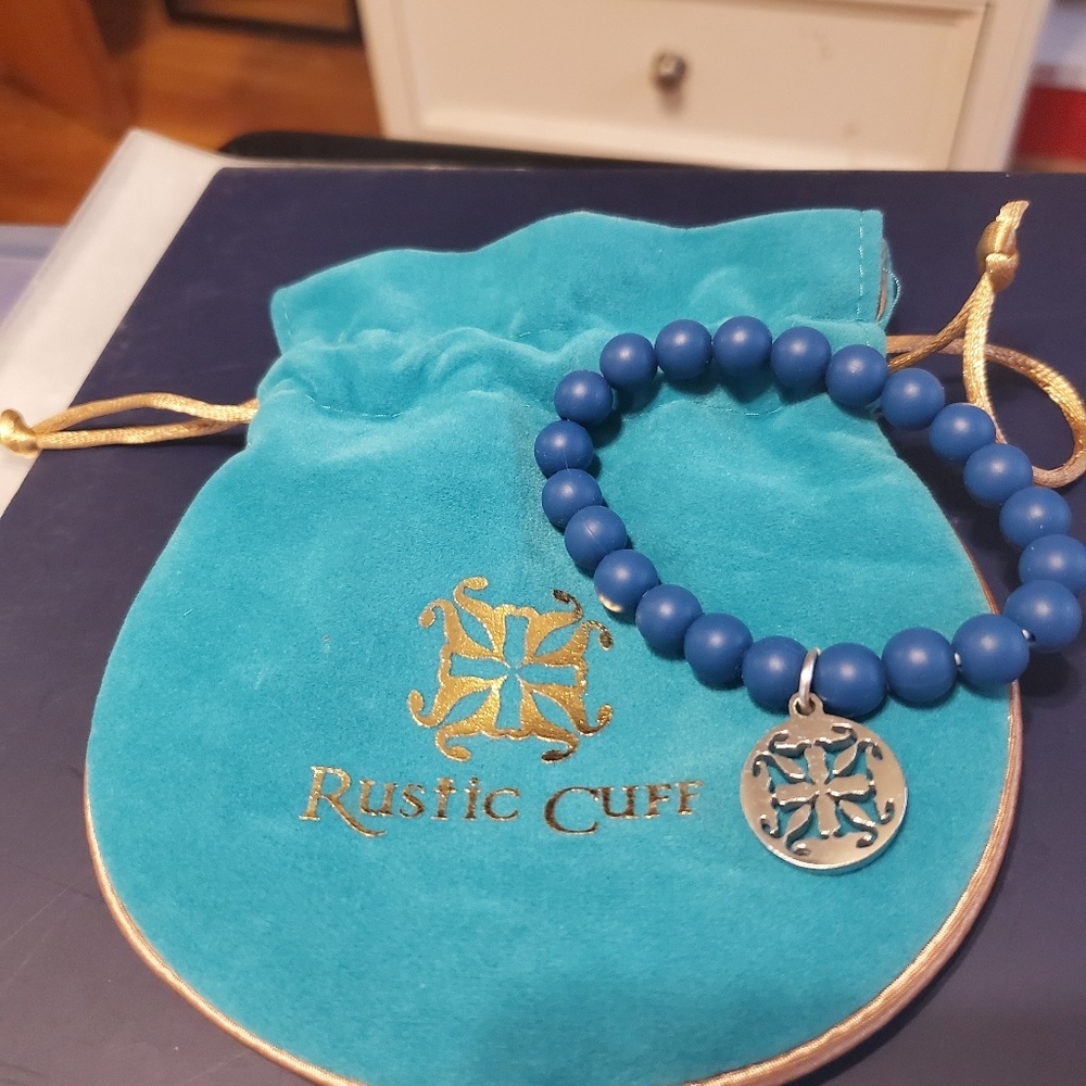 Blue rubber Rustic Cuff bracelet